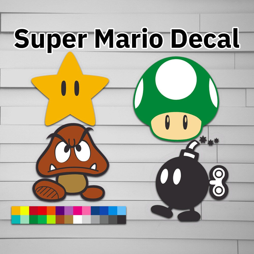 Mushroom Goomba Bombomb Star Decal Sticker