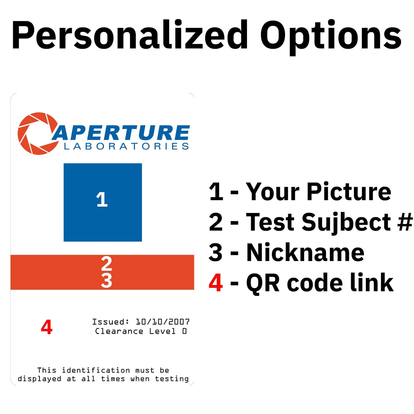 Aperture Laboratories ID Card