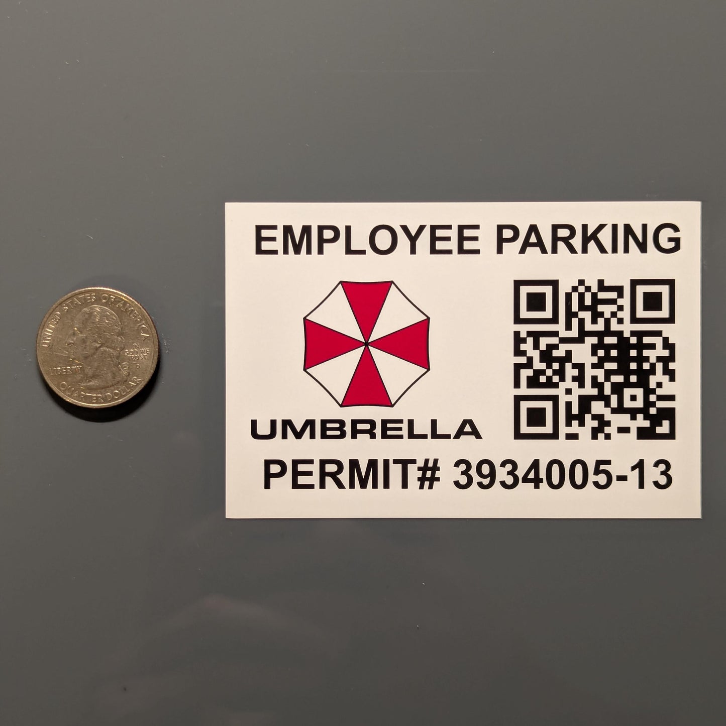 Umbrella Corporation Employee Parking Permit Sticker