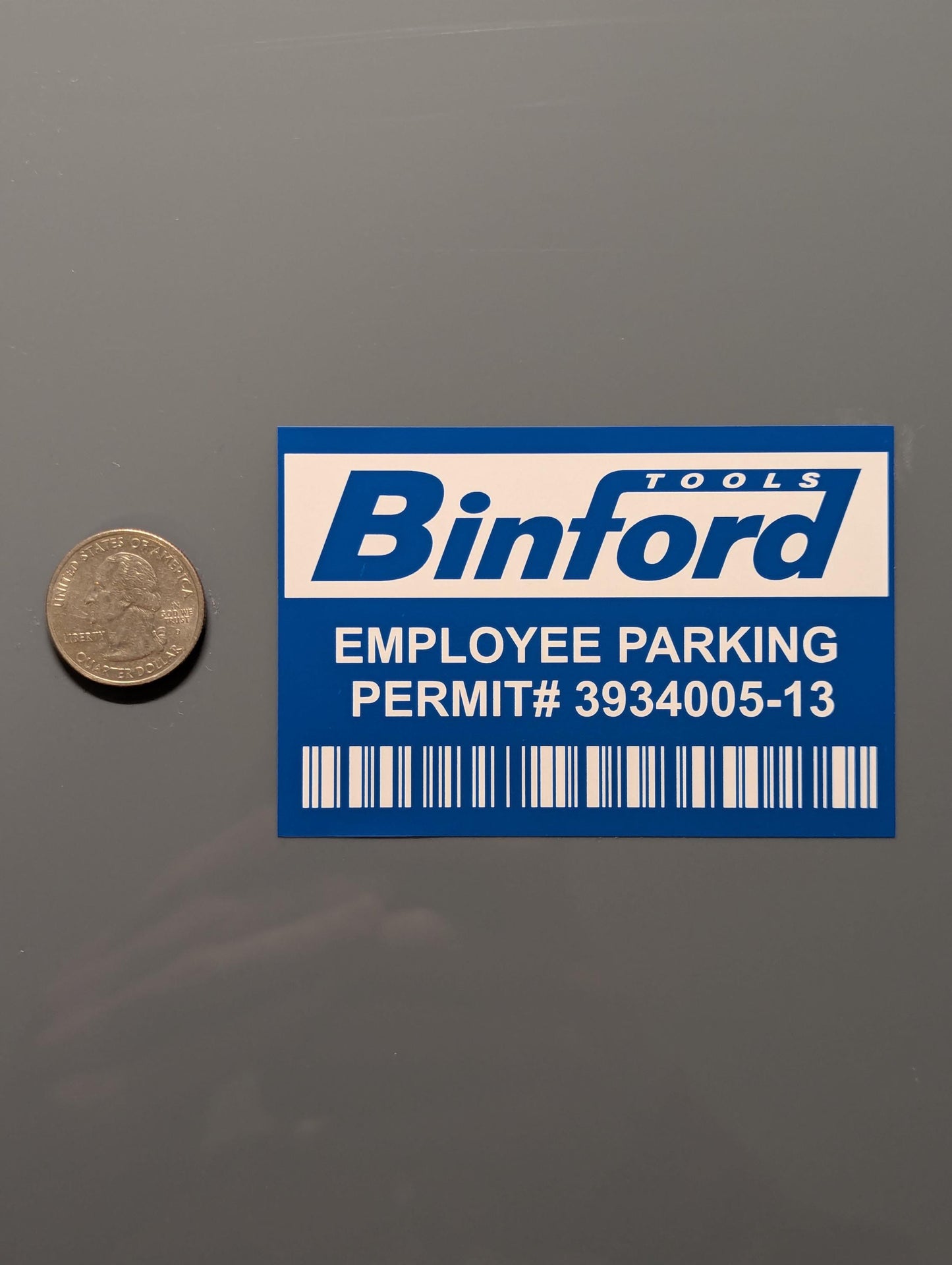 Binford Tools Employee Parking Permit Sticker