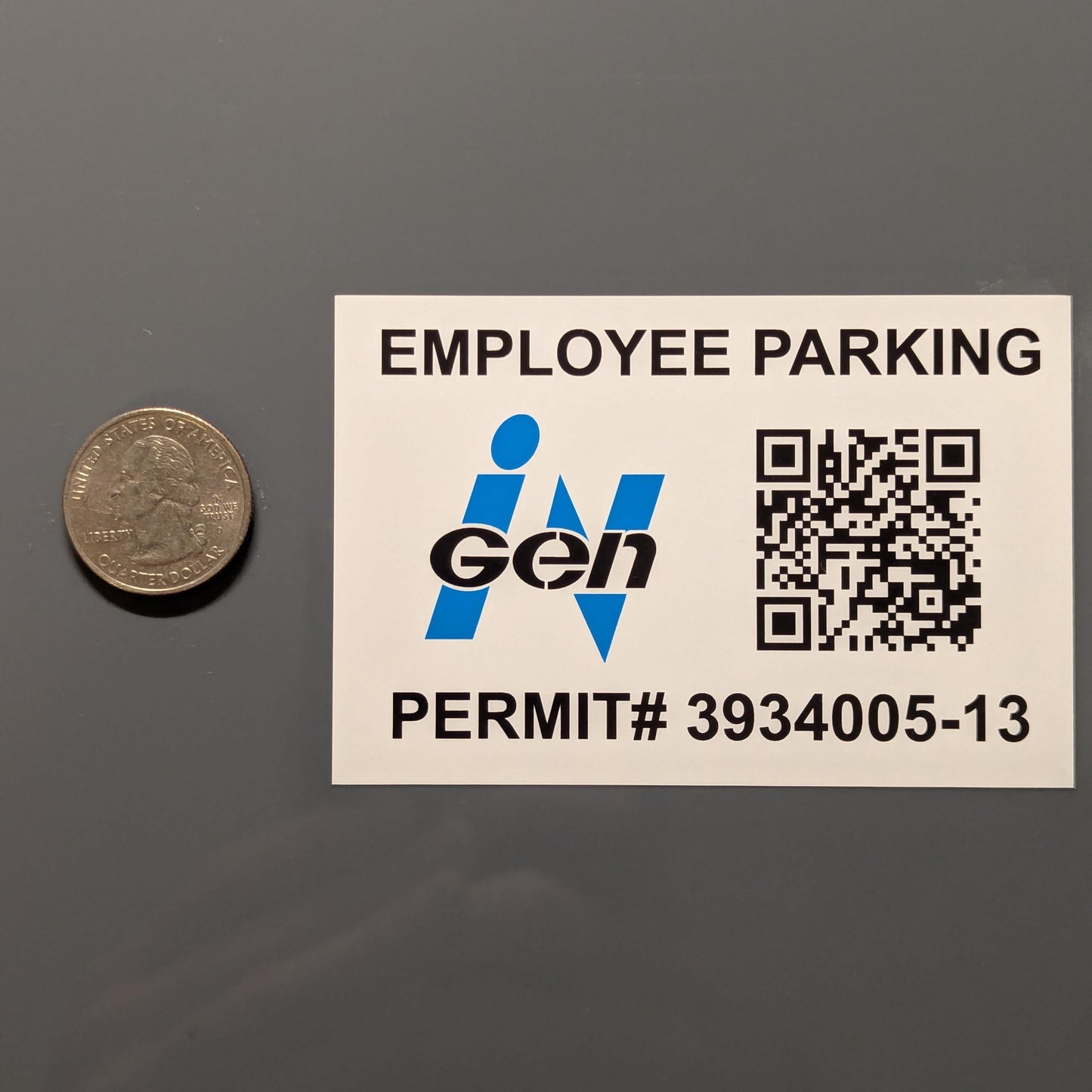 Ingen Employee Parking Permit Sticker