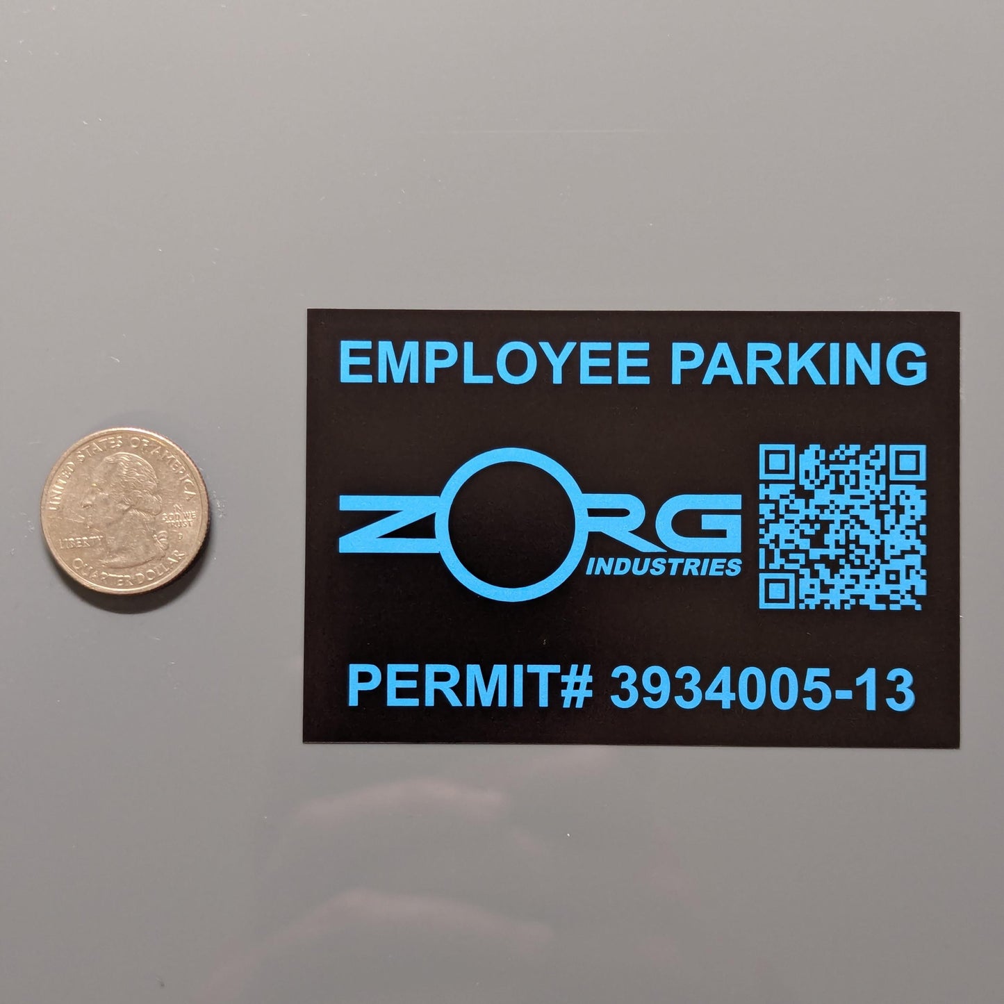 Zorg Industries Employee Parking Permit Sticker