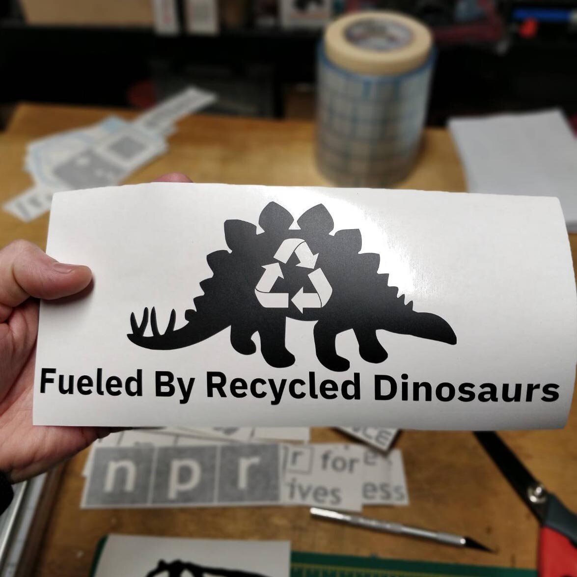 Fueled By Recycled Dinosaurs Decal (large)