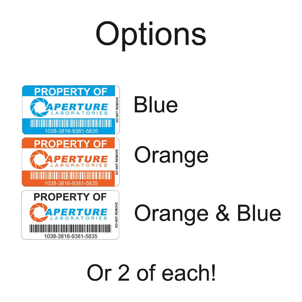Aperture Laboratories Asset Tags Sticker