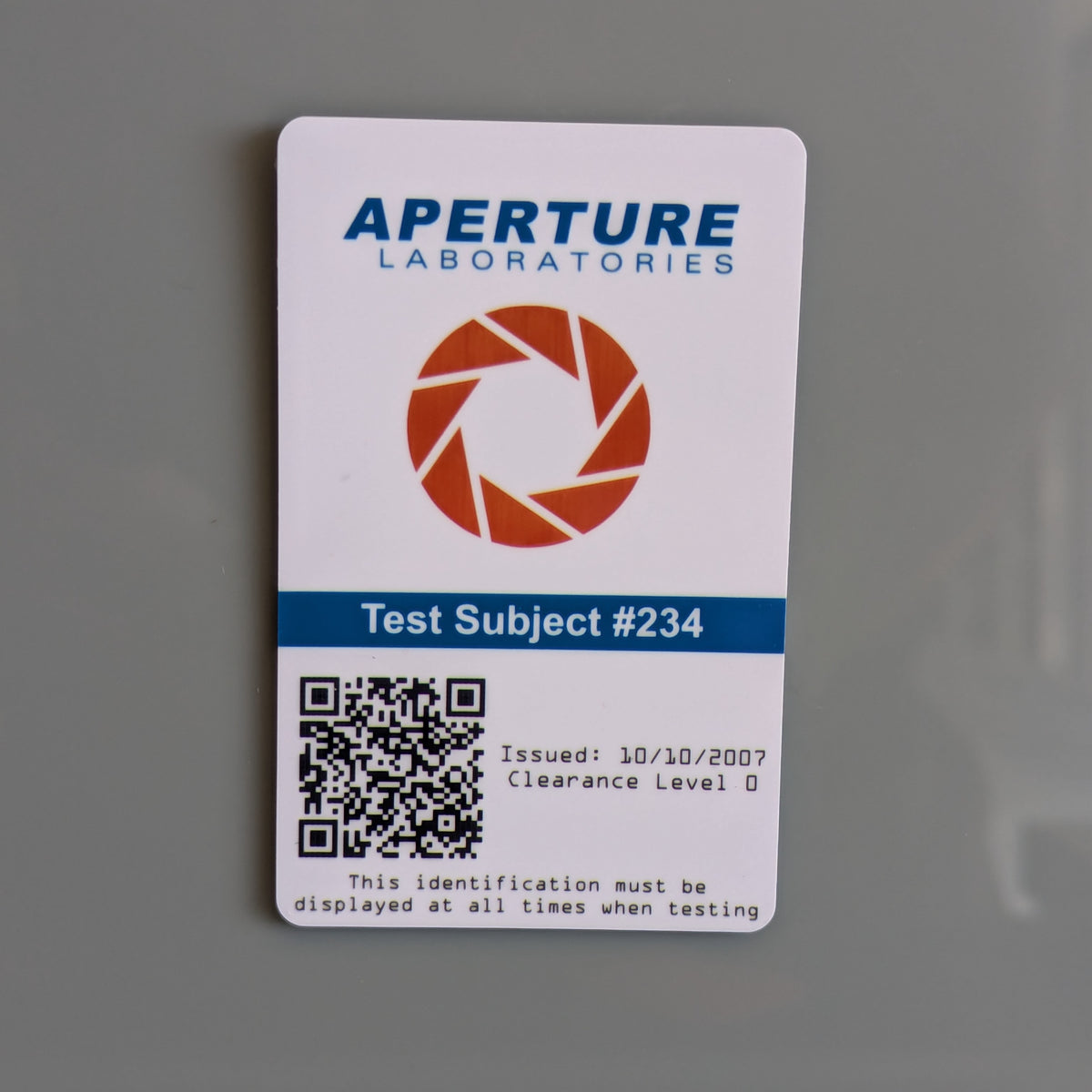 Aperture Laboratories ID Card – Atomic Decals