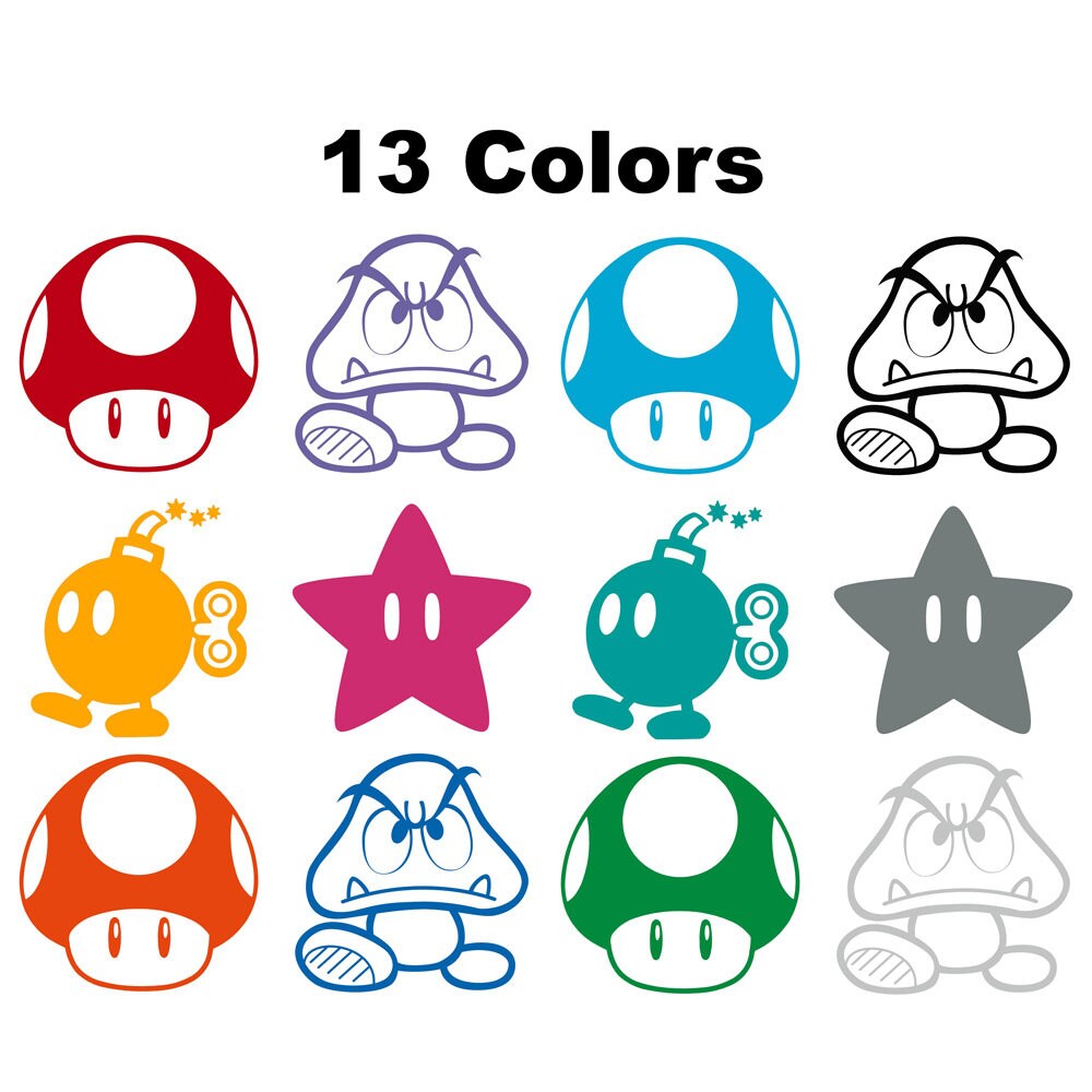 Gooba Sticker Mushroom Goomba Bombomb Star Decal Sticker – Atomic Decals