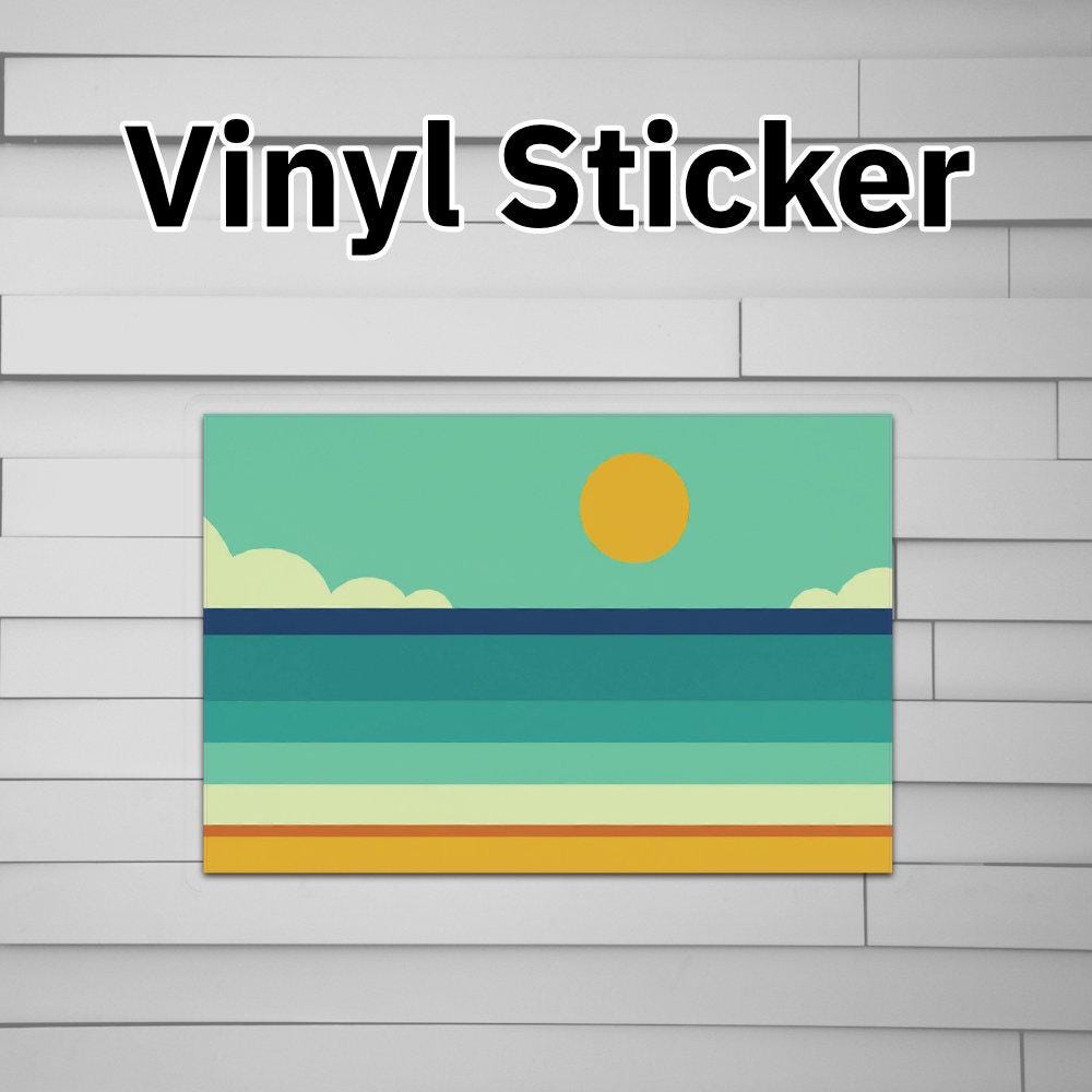 Beach Scene Sticker Vinyl Decal (Blue)