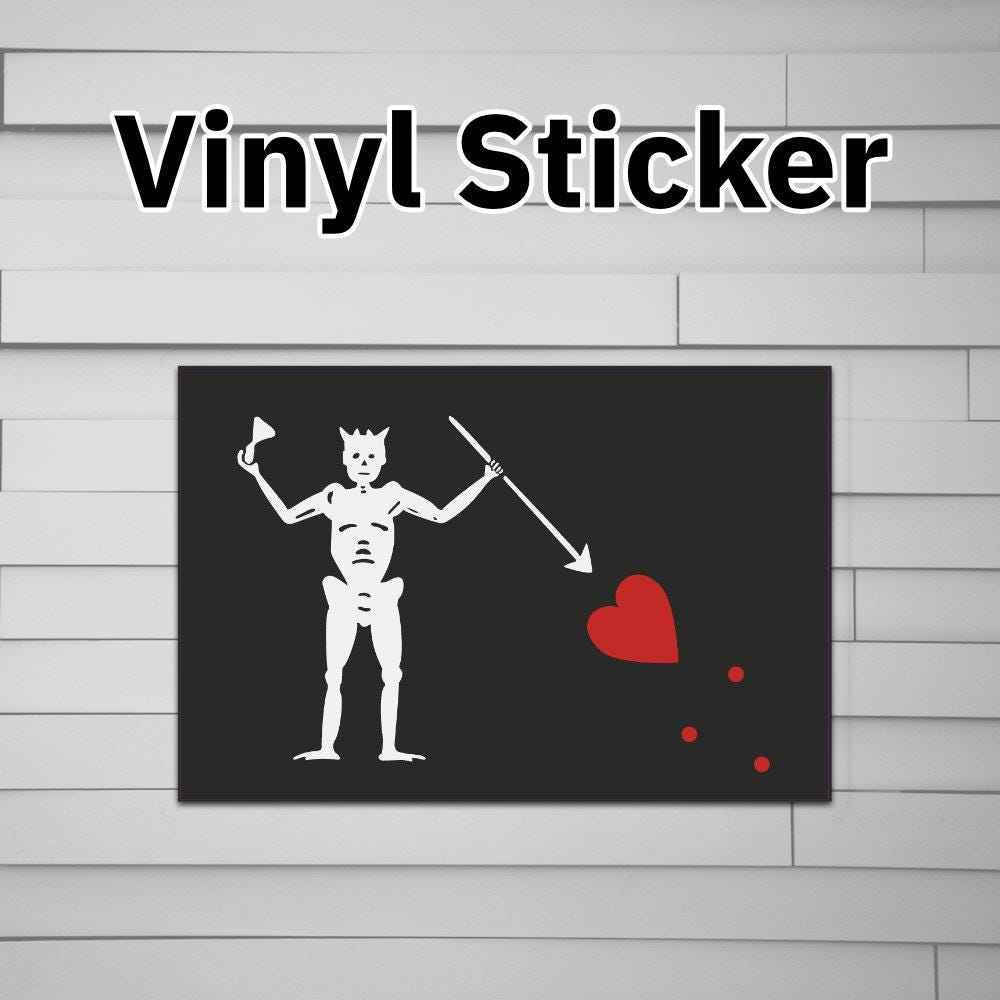 Blackbeard Sticker Blackbeard Pirate Flag Sticker Vinyl Decal – Atomic Decals