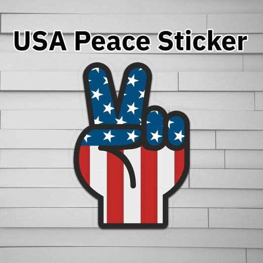 Peace Fingers American Flag Sticker