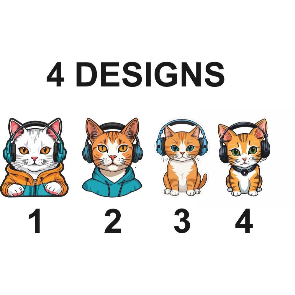 Cat Headphones Sticker