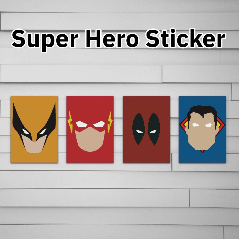 Wolverine Flash Deadpool Superman Minimalist Stickers