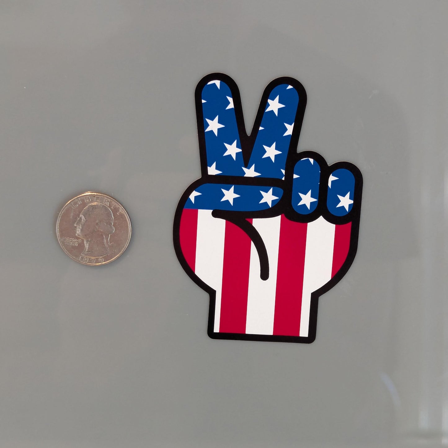 Peace Fingers American Flag Sticker