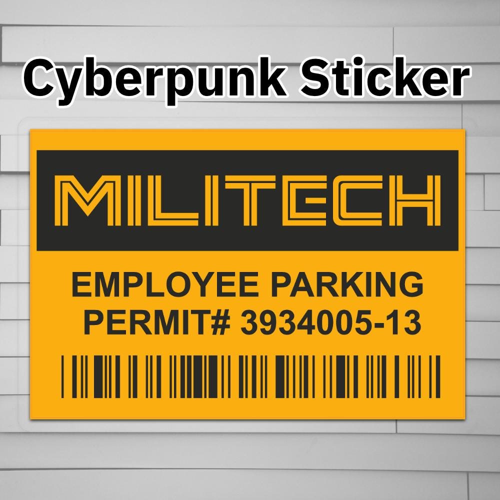 Militech Sticker Militech Employee Parking Permit Sticker – Atomic Decals