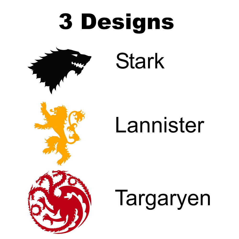 Stark, Lannister, Targaryen House Sigil Decal