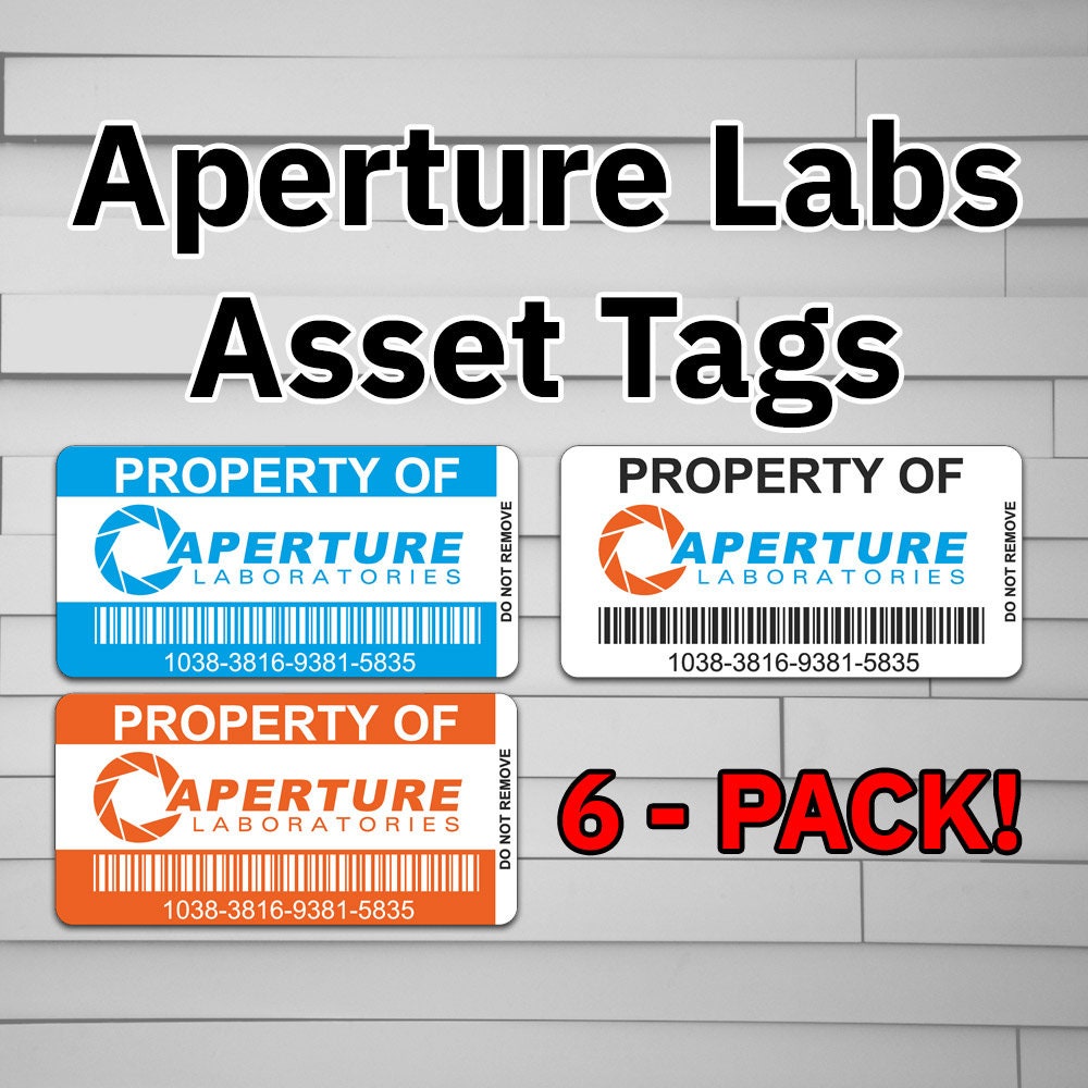 Aperture Laboratories Asset Tags Sticker – Atomic Decals